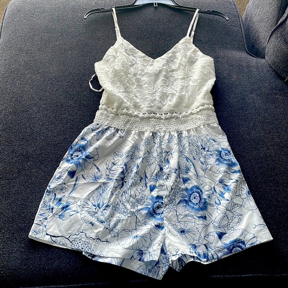 White and blue Romper